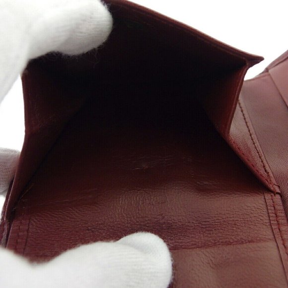 CARTIER Bi -fold Wallet Mastrin Bordeaux Leather Authentic - Picture 11 of 11